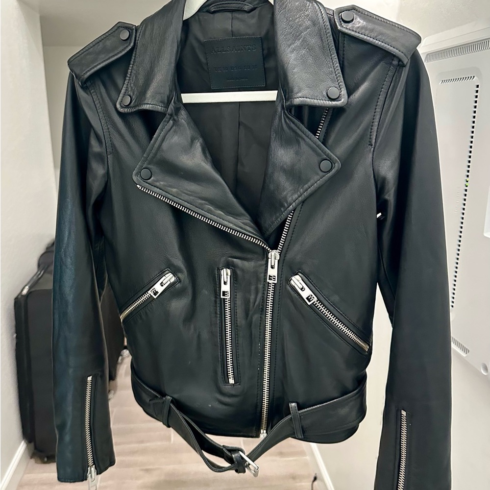 All Saints Balfern Black Leather Biker jacket 
100% sheep leather